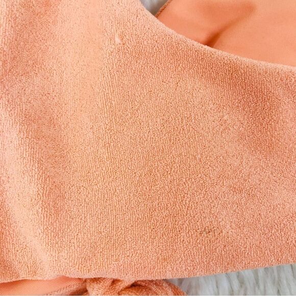 L*SPACE Pastel Peach Terry Cloth Lace Up Bikini Top Dax Terrycloth Large New - Picture 10 of 10